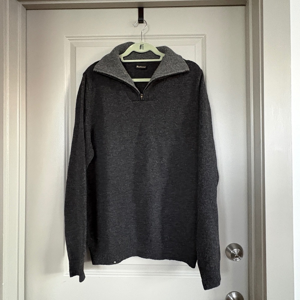 Barbour Sports 1/2 Zip Lambswool Sweater Charcoal Grey XL D1446